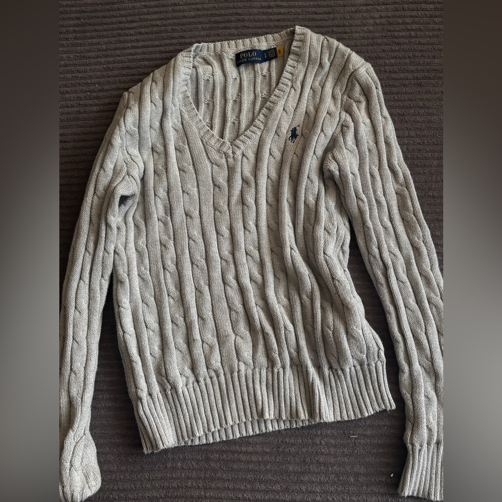 Polo Ralph Lauren Women's Cable Knit Crewneck Sweater - Light Gray